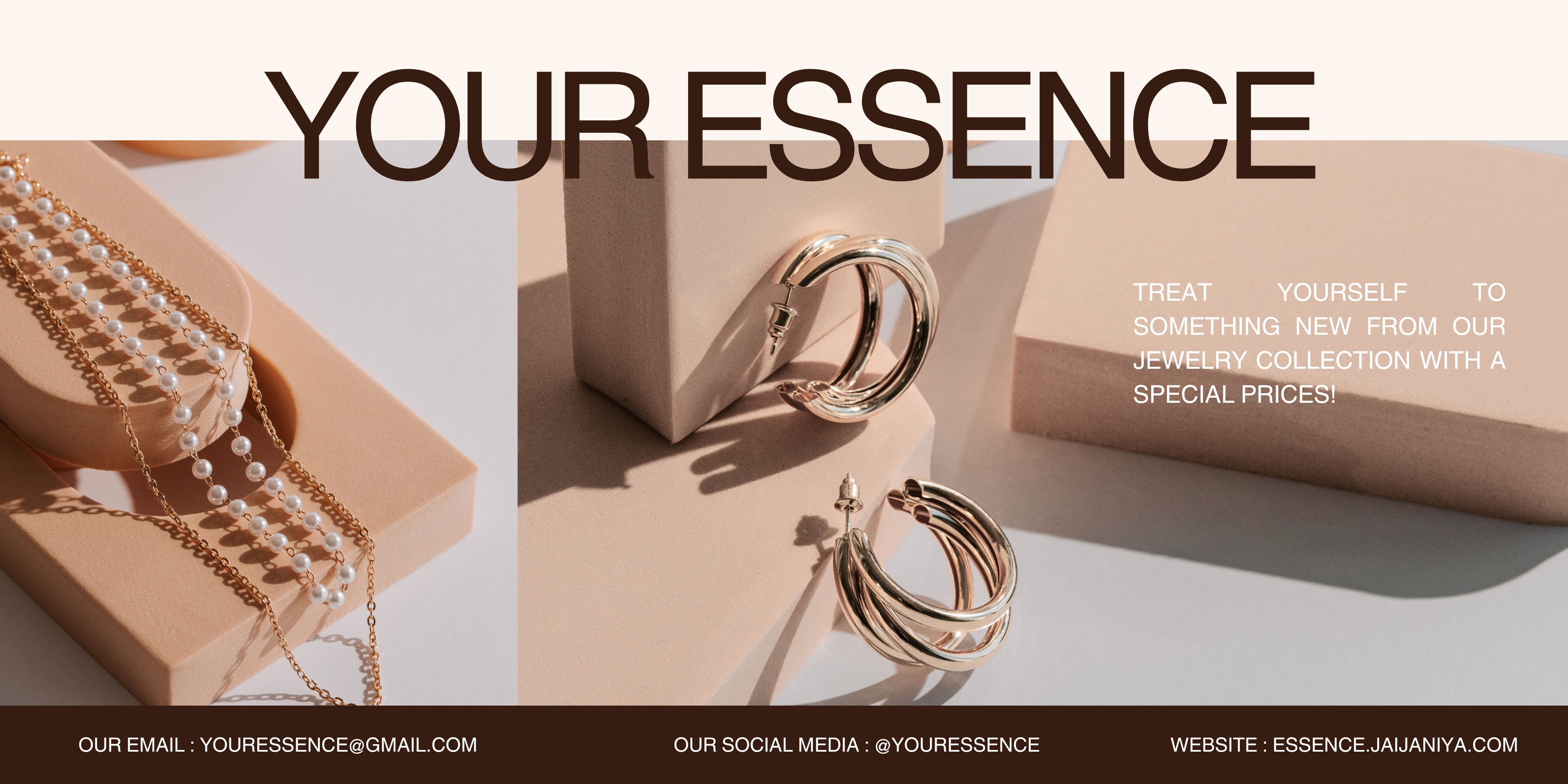 Brown Beige Minimalist Jewelry Product Promotion Landscape Banner