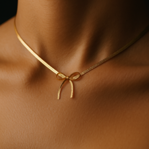 Golden Whisper Bow Necklace
